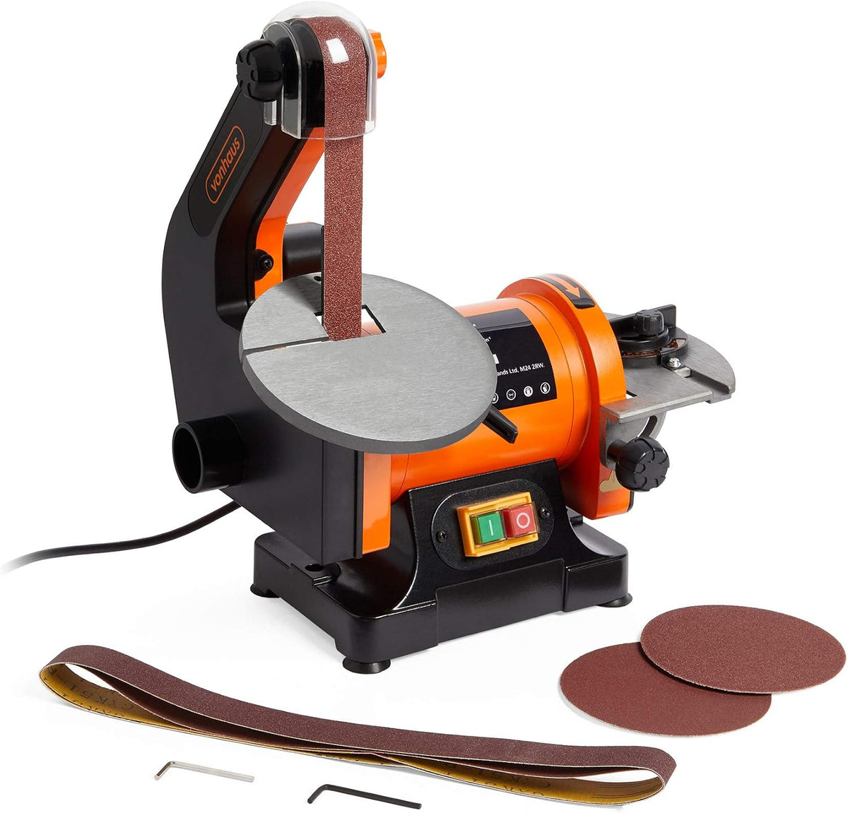 VonHaus Belt and Disc Sander - 25 x 760mm Belt / 125mm Disc Sander – Adjustable Sanding Table Changeable Sanding Discs Belts