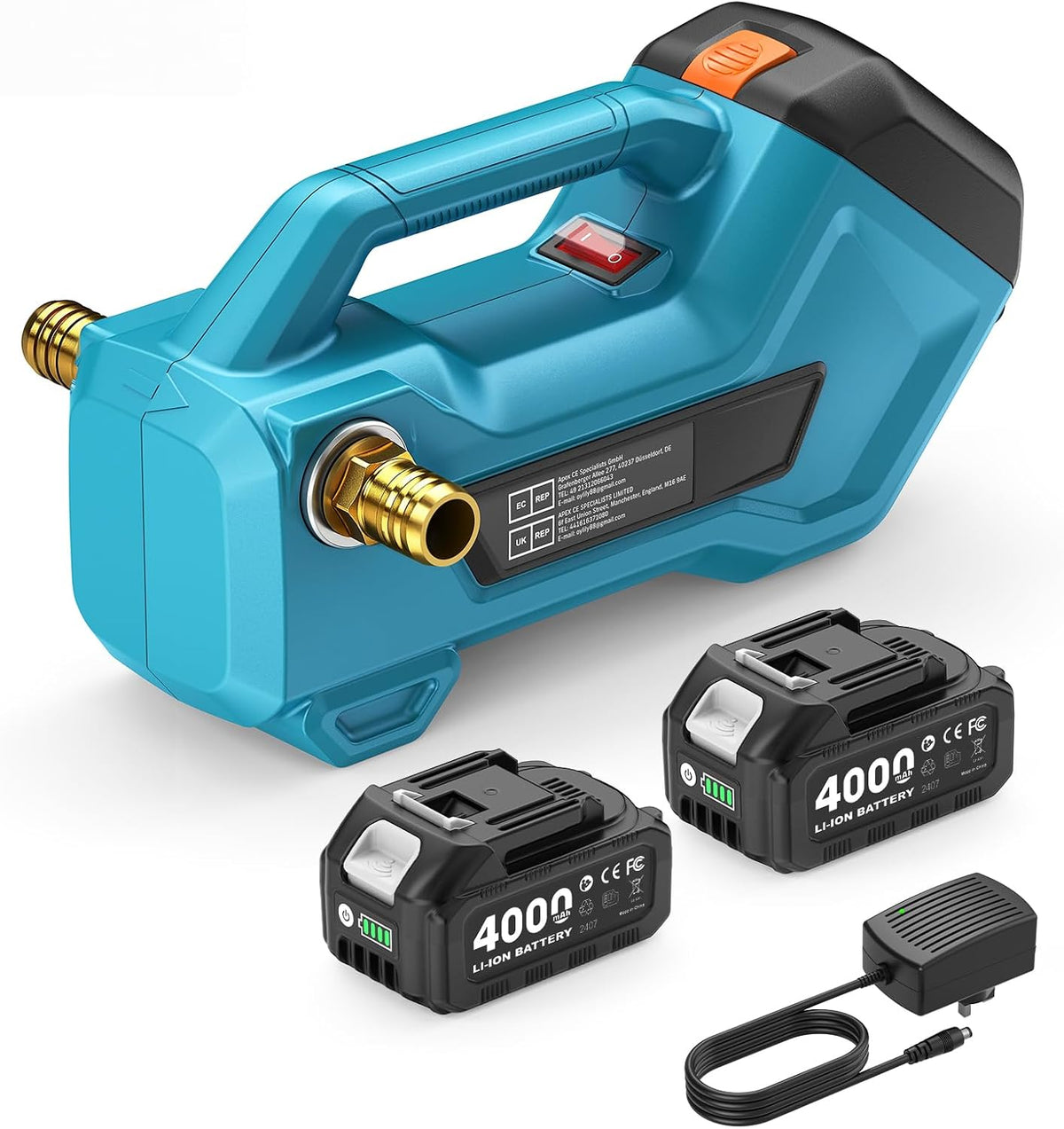 SEESII Cordless Transfer Pump for Water/Diesel, 2880L/h, 2×4.0Ah Batteries