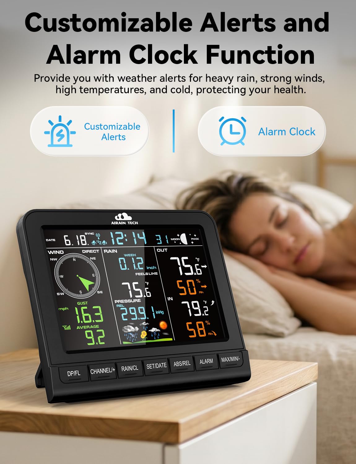 AIR6 Wireless Weather Station with Outdoor Wireless Sensor,