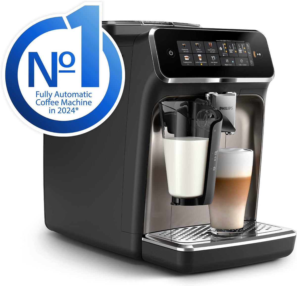 PHILIPS 3300 Series Bean to Cup Coffee Machine, LatteGo, 6 Hot/Iced Drinks