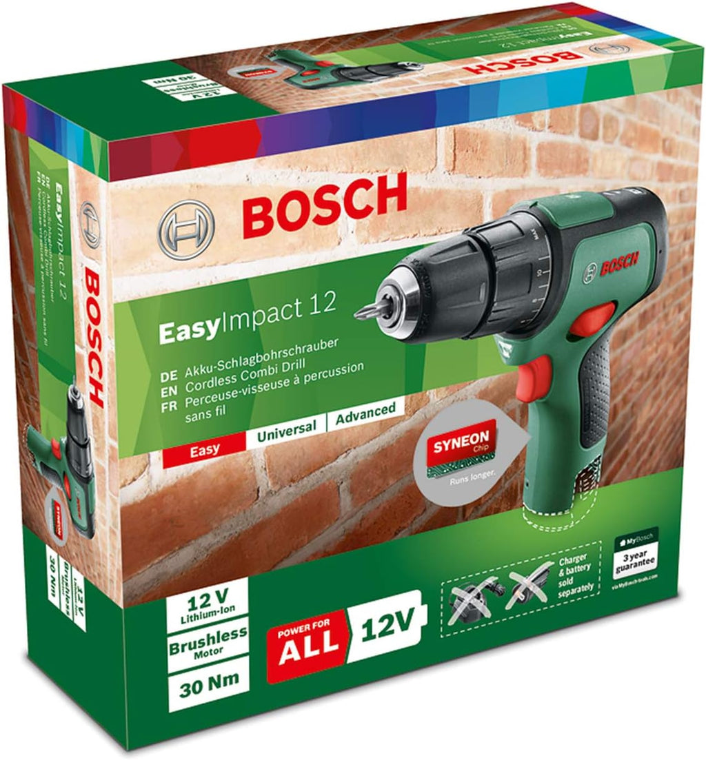 Bosch Cordless Hammer Drill EasyImpact 12 (Without Battery, 12 Volt System, in Carton Packaging)
