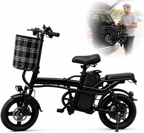 ABHI Folding 14" Electric Bike, Portable 250W Motor Compact E-bike
