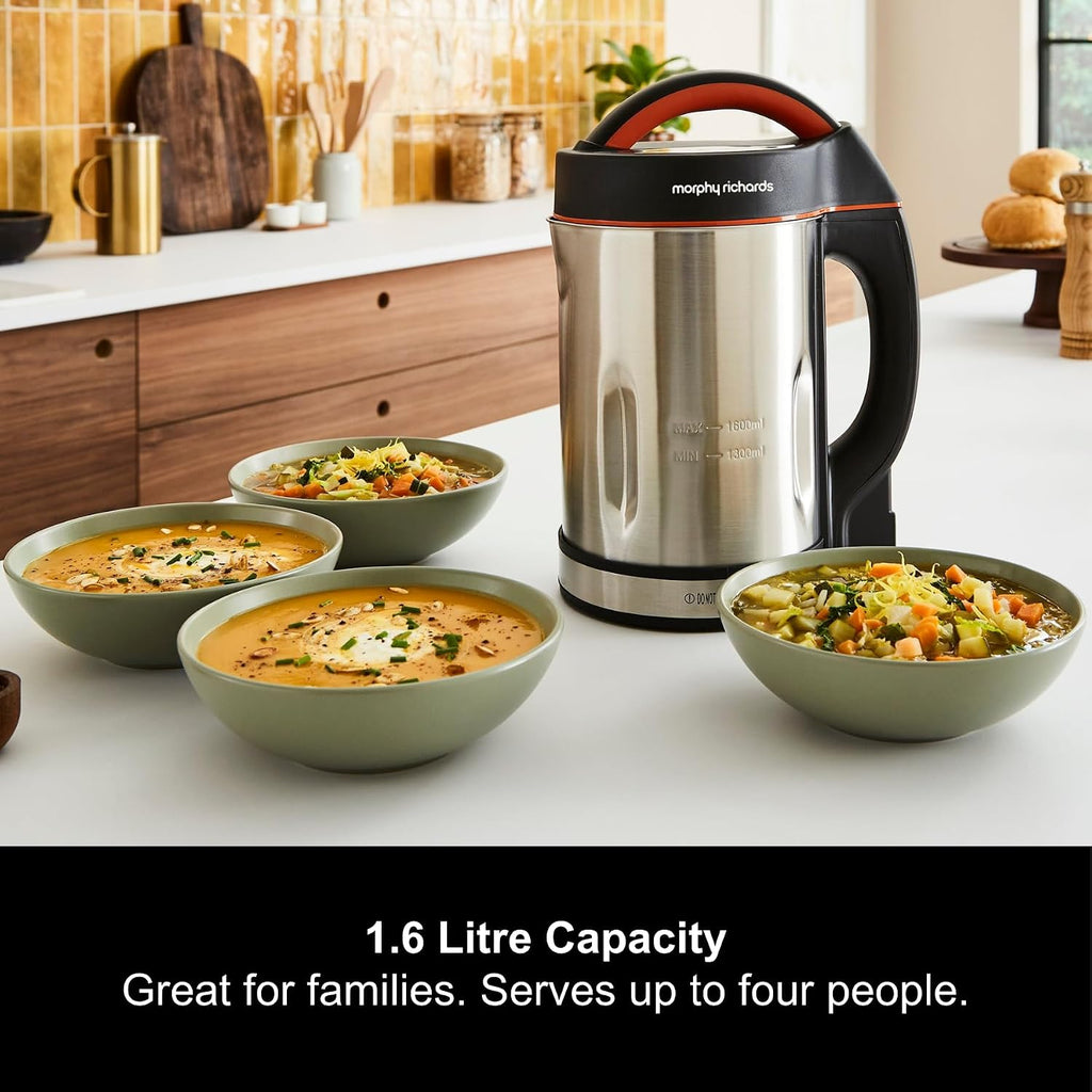 Morphy Richards Classic Soup Maker, 1.6L, Multi-Settings, LED Displayed Panel, Motorised Blade, Stainless Steel, 1000W, 48822