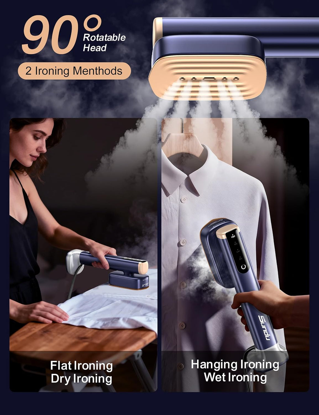 Sundu Clothes Steamer, 1200W Handheld Garment Steamer for Clothes, 280ml Water Tank Portable Travel Steamer with Ironing Gloves, 15s Fast Heat-up, 4 Modes, LED Display, 2.4m Cord