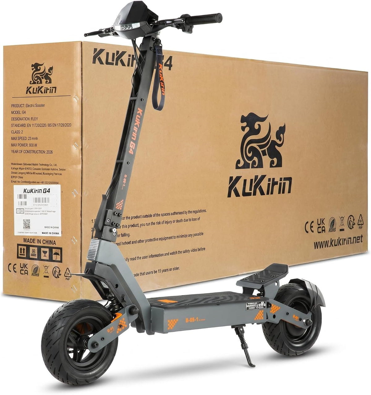 KUKIRIN G4 Electric Scooter for Adults, 75km Long Range Foldable E Scooter, 60V 20Ah Battery, 11-Inch Tubeless Tyres, Dual Disc Brakes, Touch Display, IP54, EN17128