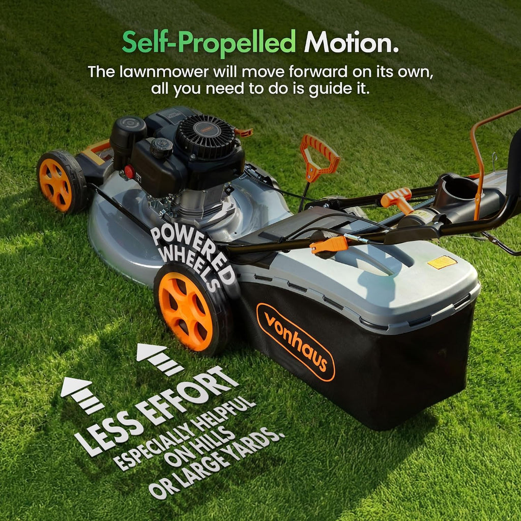 VonHaus Petrol Lawnmower 132cc – 40L Box, Self Propelled