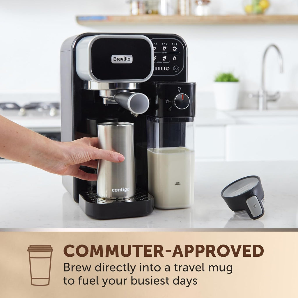 Breville Prima Latte Luxe One Touch Espresso Maker| EspressoLatte Cappuccino Coffee Maker | 19 Bar Italian Pump | Automatic Milk Frother | ESE Coffee Pod Compatible | Black [VCF166]