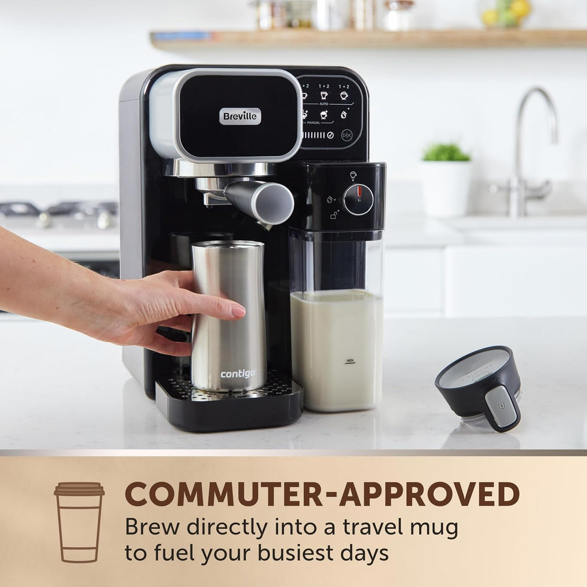 Breville Prima Latte Luxe One Touch Espresso Maker| EspressoLatte Cappuccino Coffee Maker | 19 Bar Italian Pump | Automatic Milk Frother | ESE Coffee Pod Compatible | Black [VCF166]