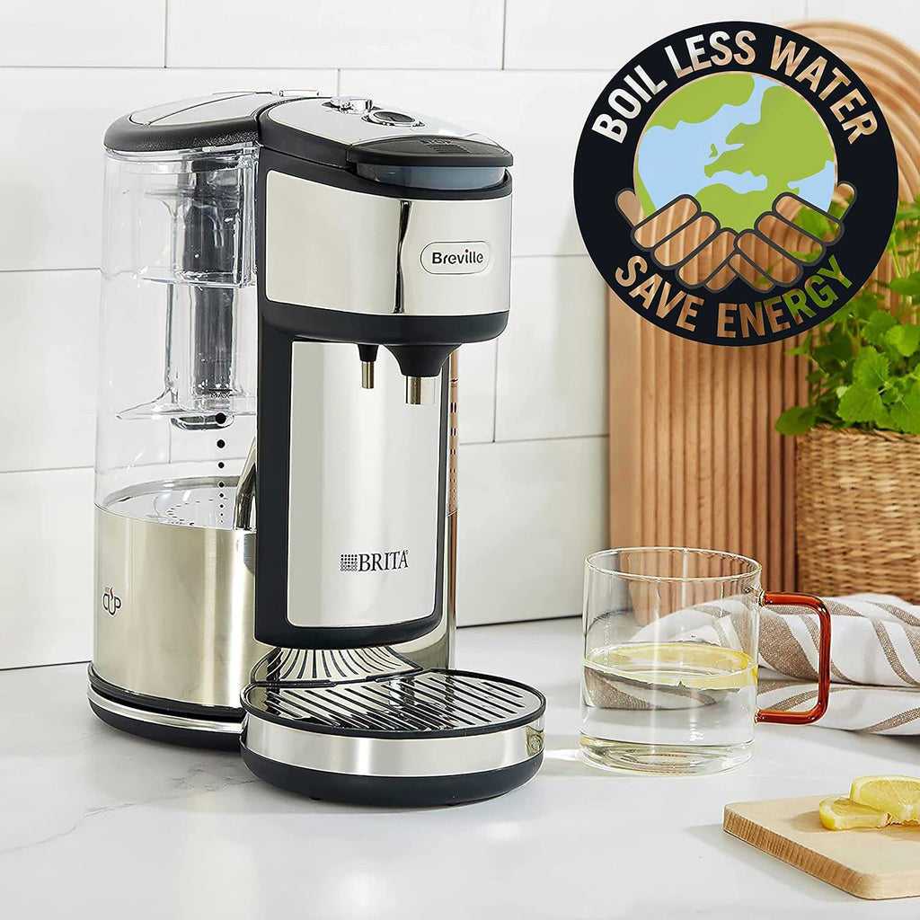 Breville BRITA HotCup Hot Water Dispenser | Integrated Water Filter | 1.8L with 3kW Fast Boil & Variable Dispense | Energy-efficient use | Stainless Steel [VKJ367]