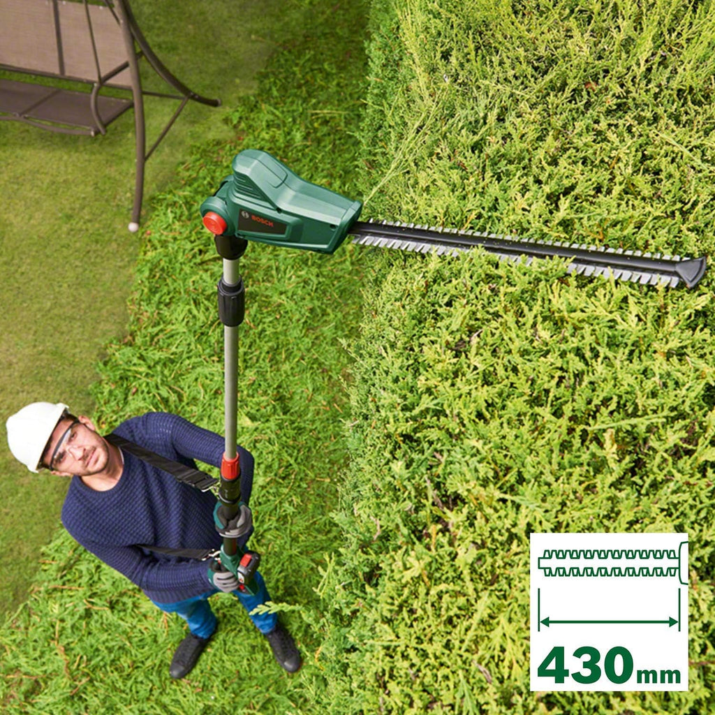 Bosch Cordless Telescopic Hedge Trimmer UniversalHedgePole 18 (1 Battery, 18 Volt System, in Carton Packaging)