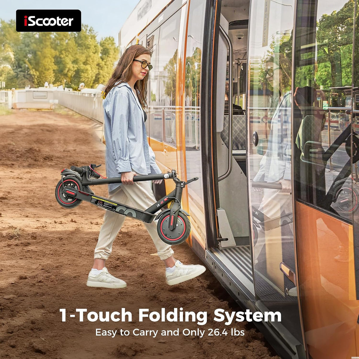 iScooter Electric Scooter, 350W Motor Electric Scooters Adult with Cuise Control, 20-30KM Range, 8.5Inch Tires, 3 Speed Mode, Double Braking System Fast E Scooter for Adults and Teens
