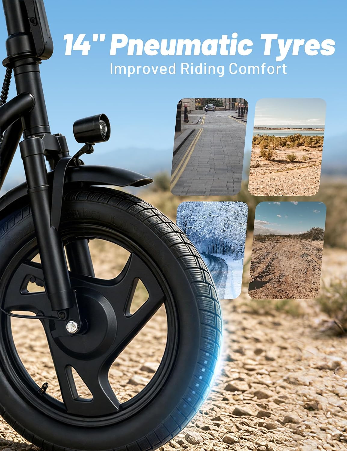 H1L Electric Scooter Adult, 14" E Scooter with 500W Motor and 30KM Long Range 25KM/H Top Speed Rear Disc Brake & Front Fork Suspension, Folding Electric Scooters with LCD Display, Max Load 120KG