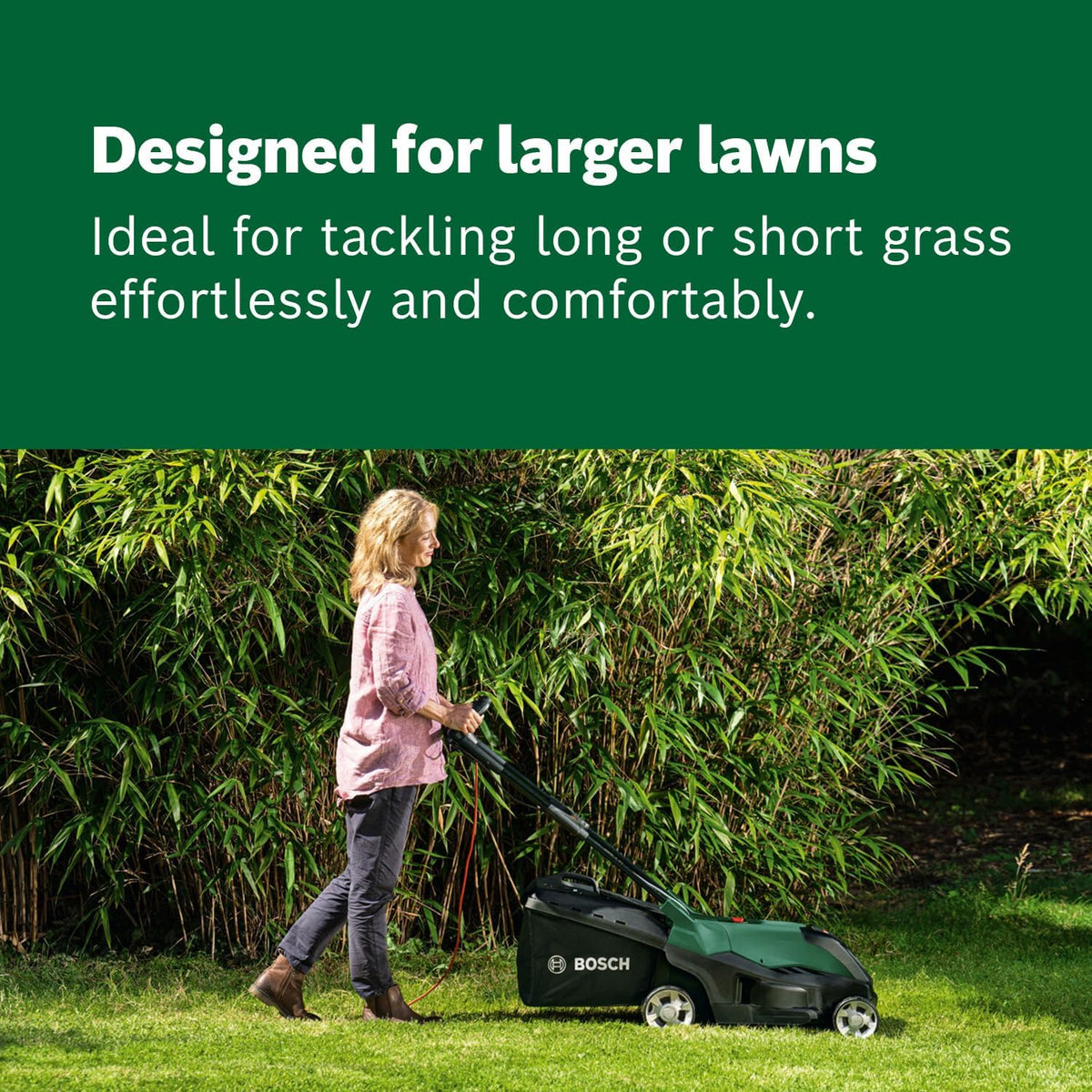 Bosch Corded Powerful Mower AdvancedRotak 40-650 (for Mowing Your Lawn; 1700W Motor Power; Cutting Width: 40 cm)
