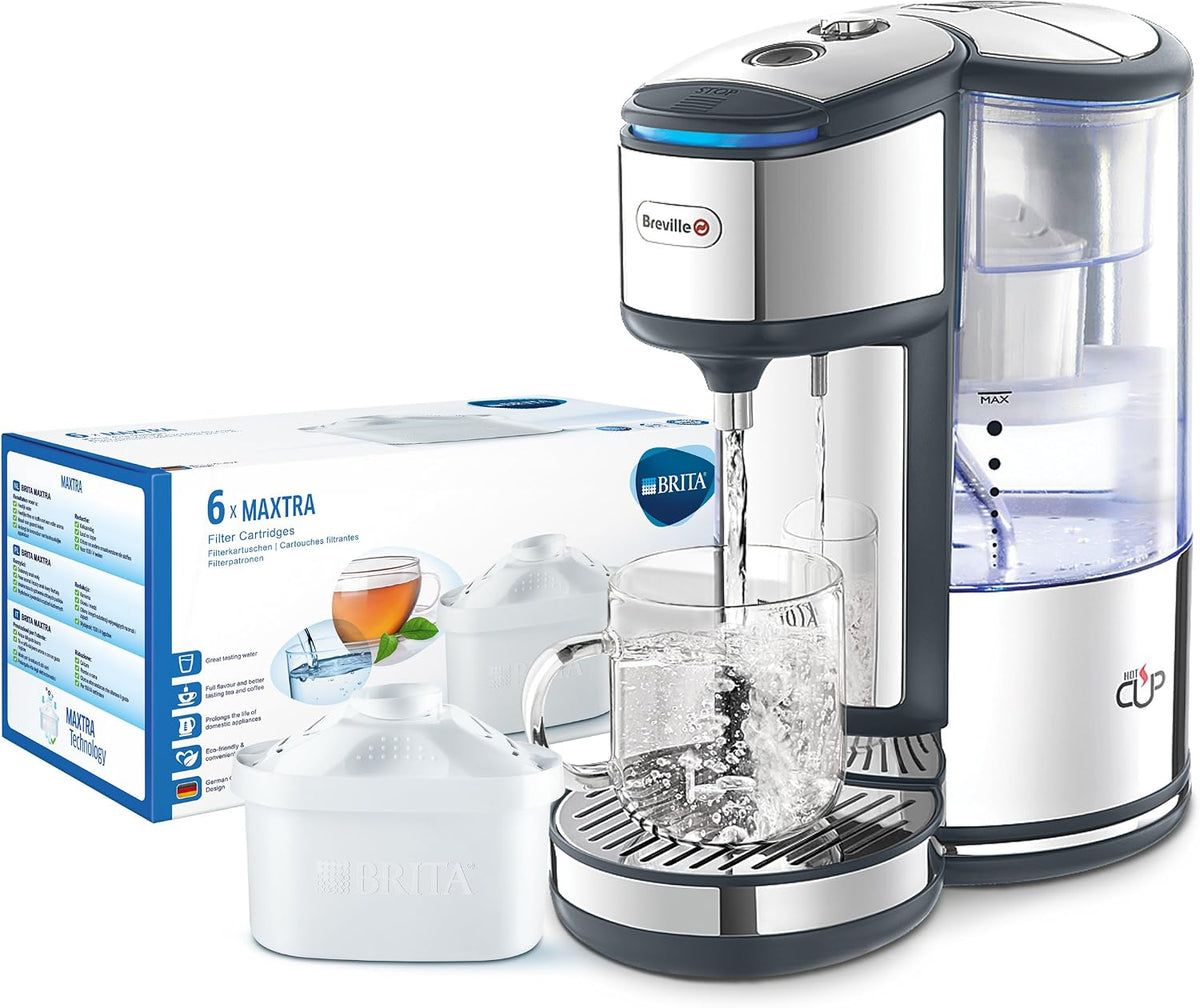 Breville BRITA Filter Hot Cup with Variable Dispenser and Pack of 6 BRITA Maxtra Water Filter Cartridges