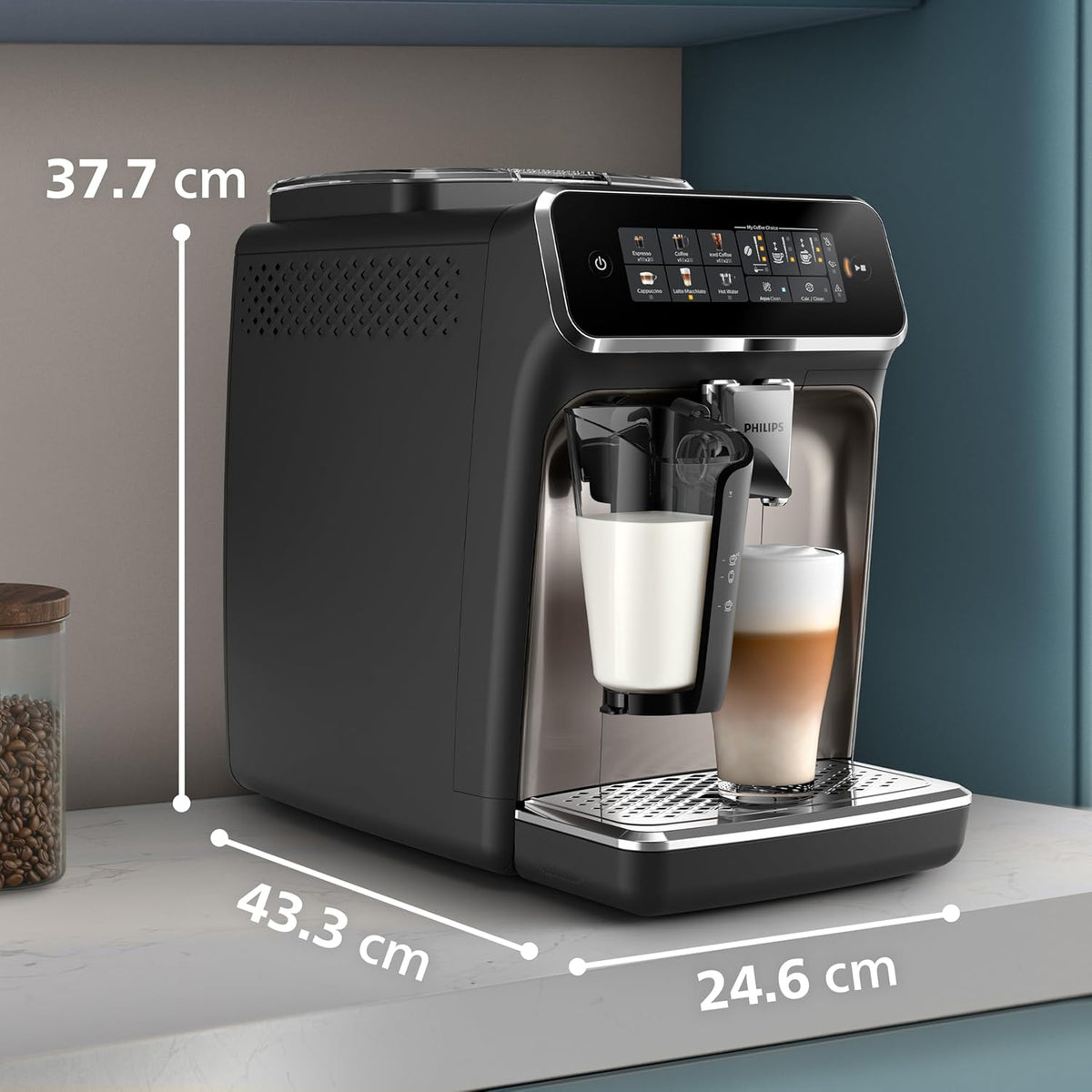 PHILIPS 3300 Series Bean to Cup Coffee Machine, LatteGo, 6 Hot/Iced Drinks