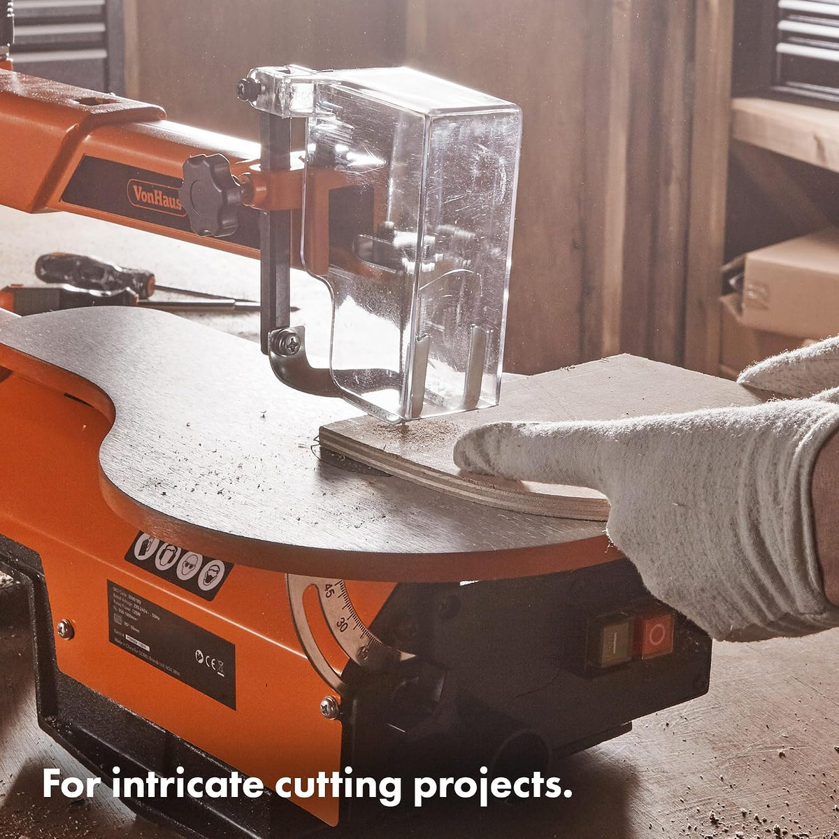 VonHaus Scroll Saw 405mm with Variable Speed and LED Light - Suitable for Pinned and Pinless Blades - Adjustable Worktable