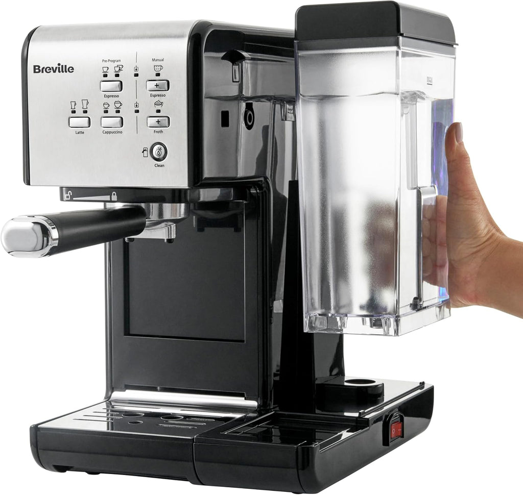 Breville One-Touch CoffeeHouse Coffee Machine | EspressoCappuccino & Latte Maker | 19 Bar Italian Pump | Automatic Milk Frother | ESE Pod Compatible | Black [VCF107]