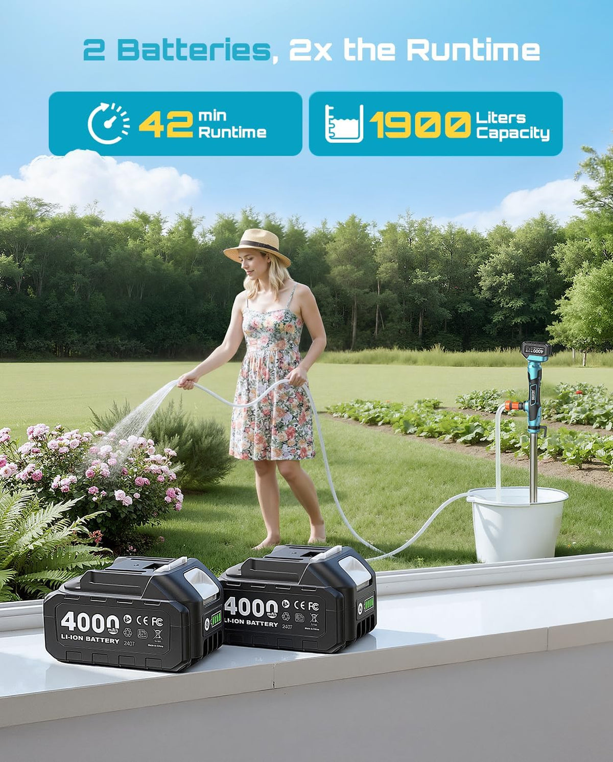SEESII Cordless Stick Water Transfer Pump with Hands-Free Tripod
