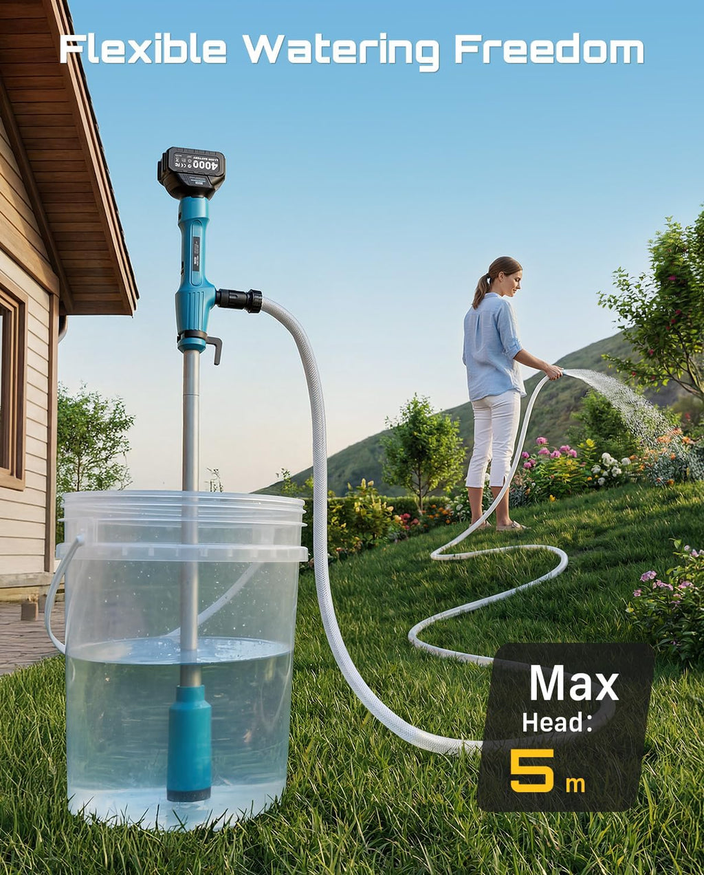 SEESII Cordless Stick Water Pump, 5.6CM Slim Head, Water & Diesel Transfer