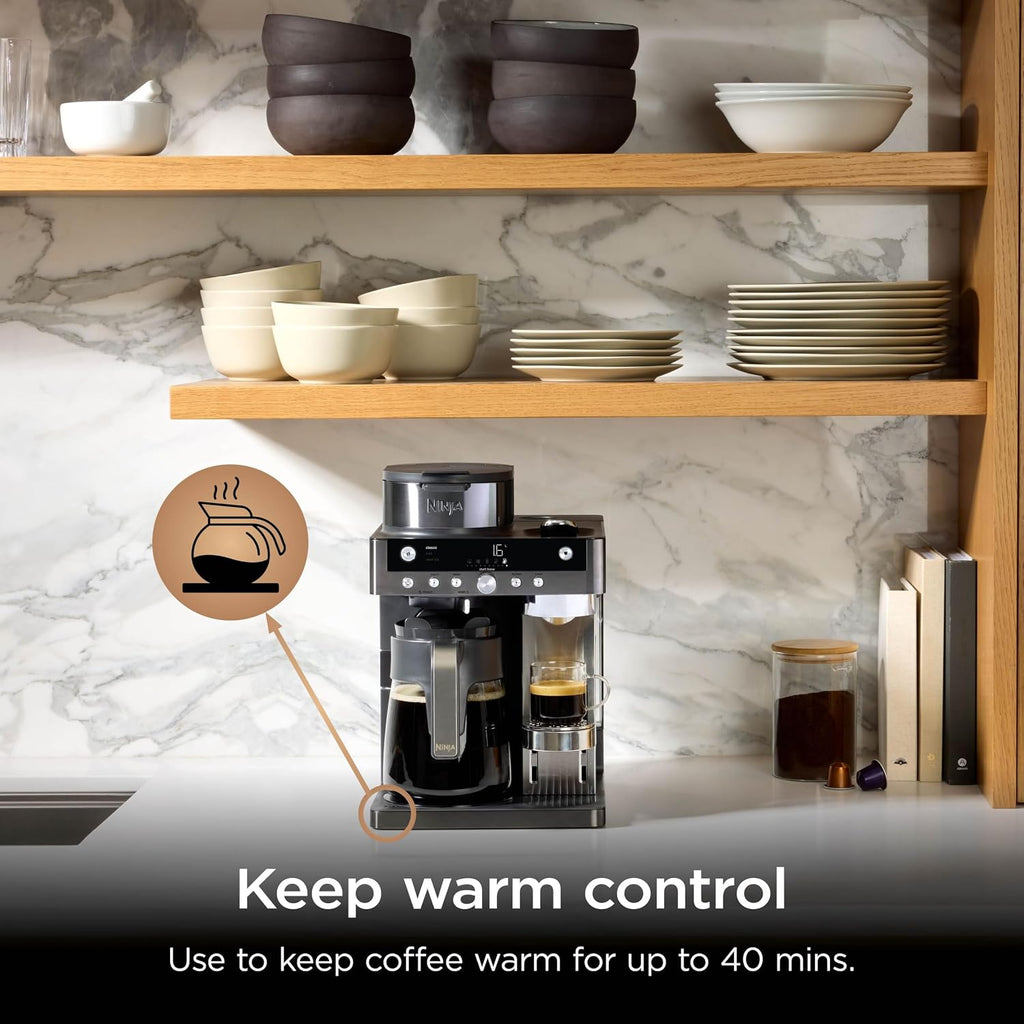 Ninja Prestige Filter Coffee & Pod Capsule Machine, Gunmetal CFN802UKGM