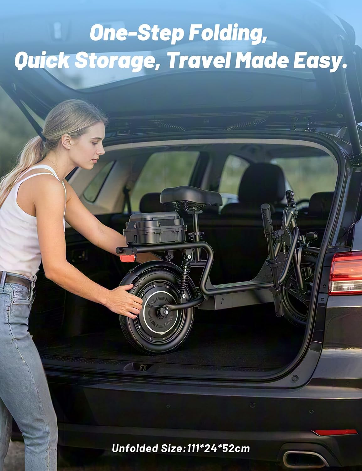 H1L Electric Scooter Adult, 14" E Scooter with 500W Motor and 30KM Long Range 25KM/H Top Speed Rear Disc Brake & Front Fork Suspension, Folding Electric Scooters with LCD Display, Max Load 120KG