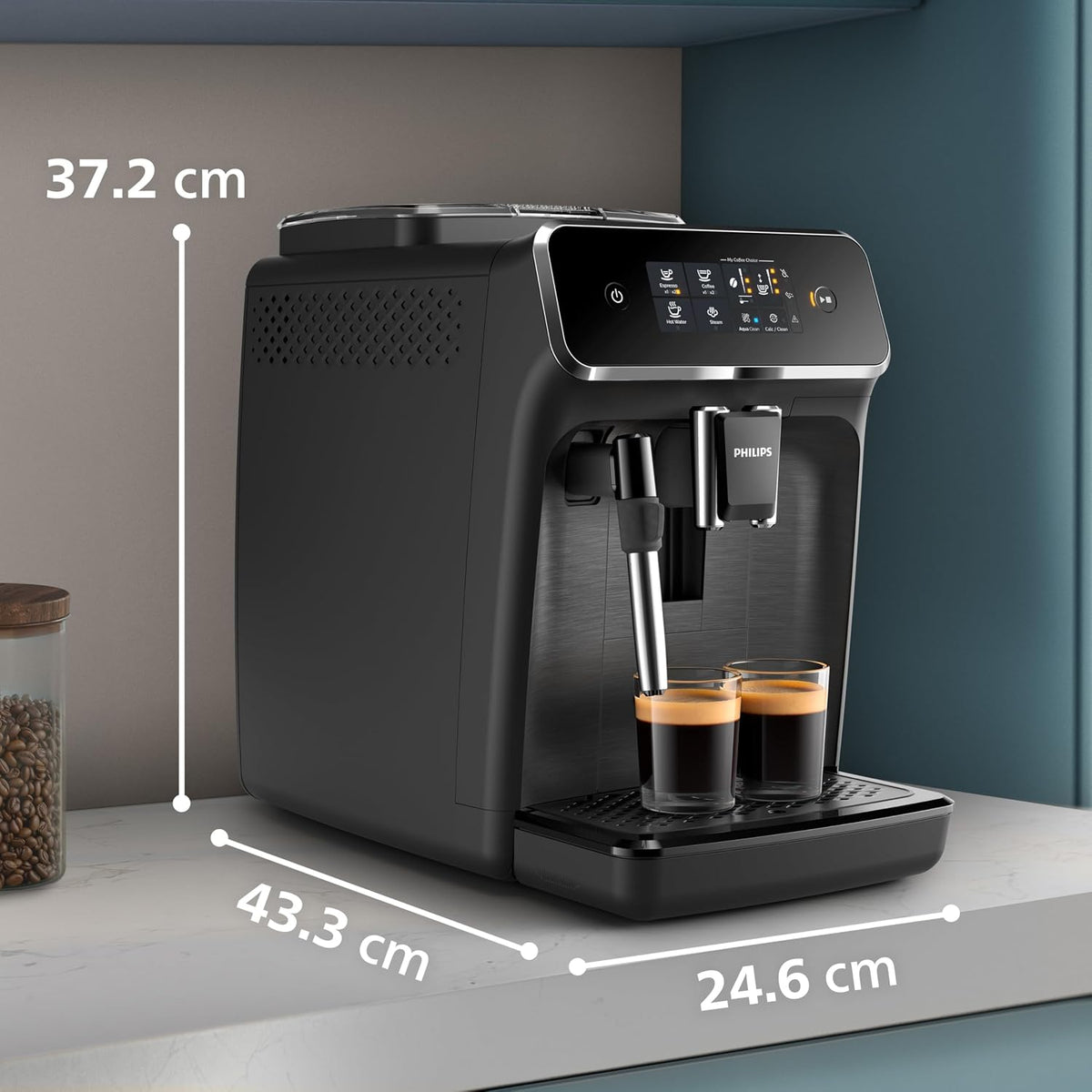 PHILIPS 2200 Series Bean to Cup Coffee Machine, 2 Drinks One Touch