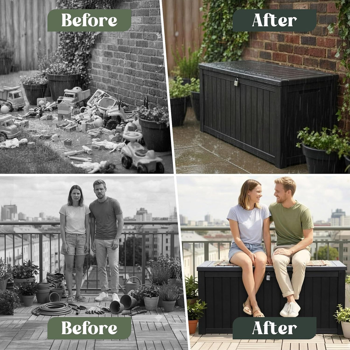 Olsen & Smith 570L Recycled Lockable Garden Storage Box & Bench Chest