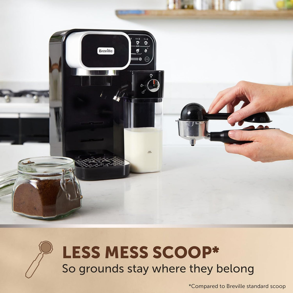 Breville Prima Latte Luxe One Touch Espresso Maker| EspressoLatte Cappuccino Coffee Maker | 19 Bar Italian Pump | Automatic Milk Frother | ESE Coffee Pod Compatible | Black [VCF166]