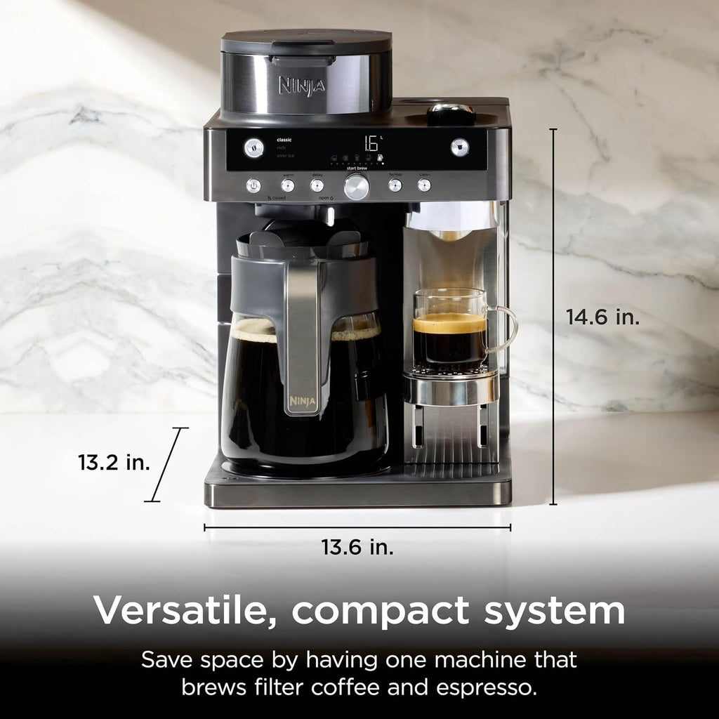 Ninja Prestige Filter Coffee & Pod Capsule Machine, Gunmetal CFN802UKGM