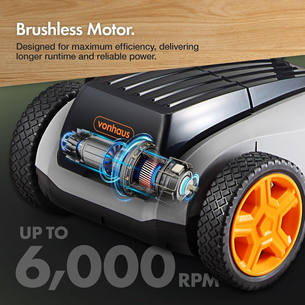 VonHaus Cordless Lawnmower 18V – w/Battery & Charger, Brushless Motor