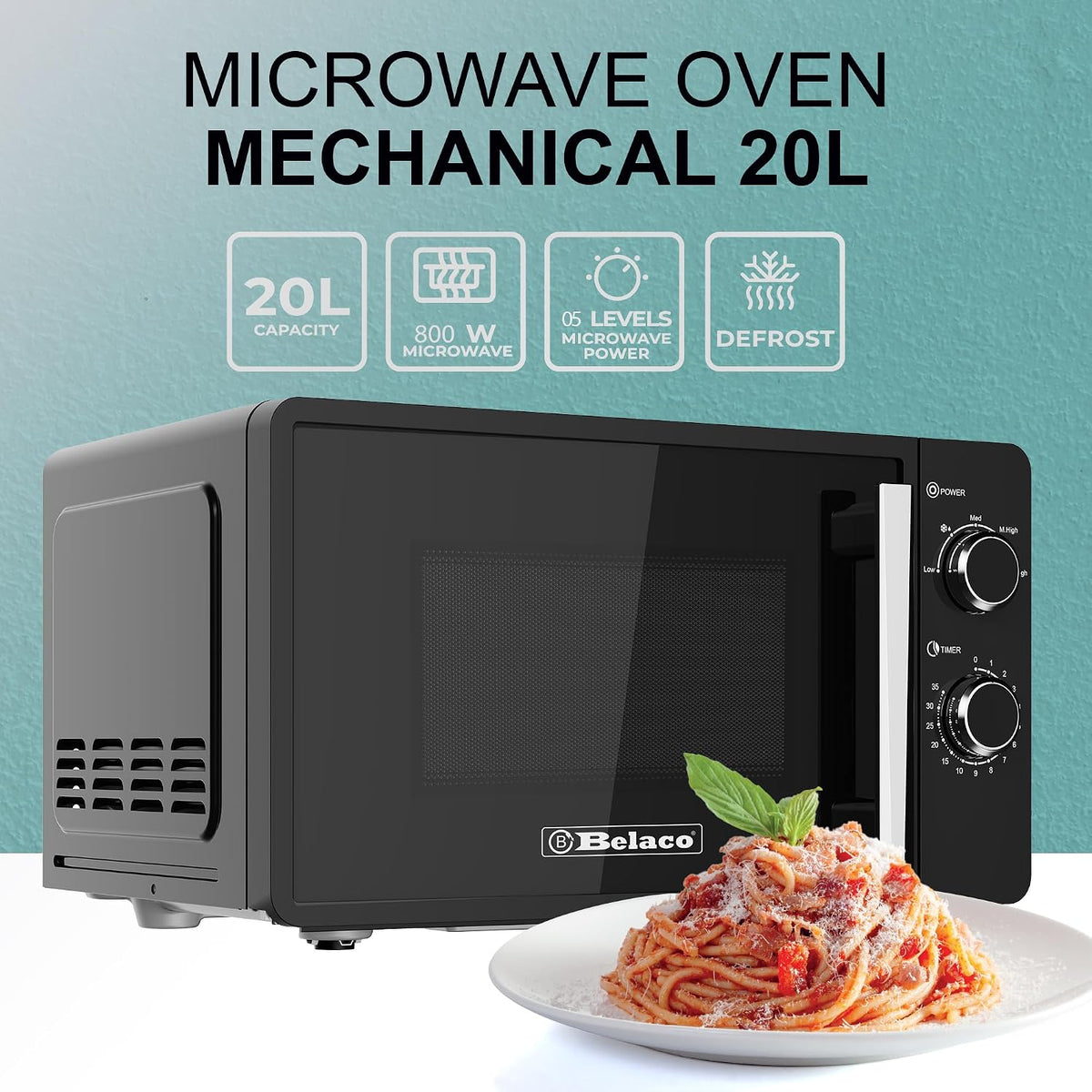 Belaco 800W Microwave Compact Size Microwave Oven with Manual Control
