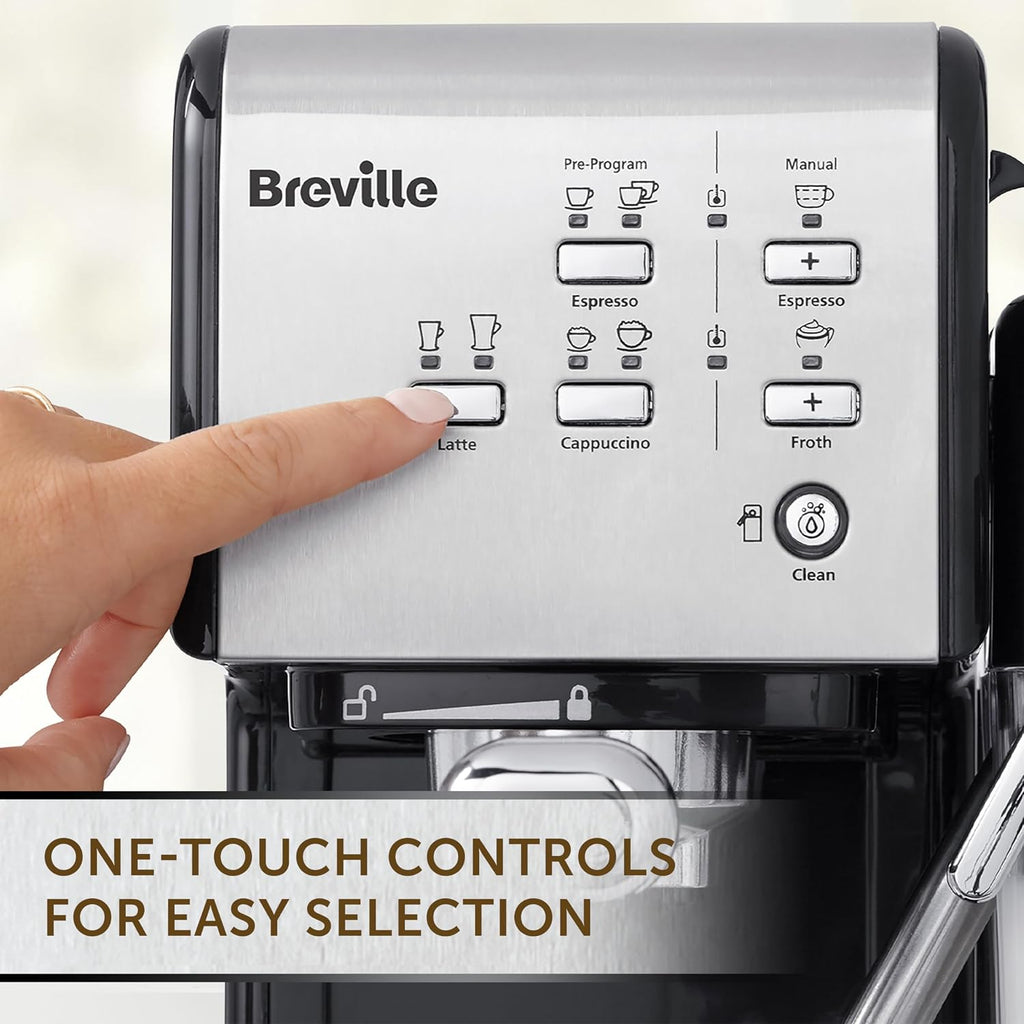Breville One-Touch CoffeeHouse Coffee Machine | EspressoCappuccino & Latte Maker | 19 Bar Italian Pump | Automatic Milk Frother | ESE Pod Compatible | Black [VCF107]
