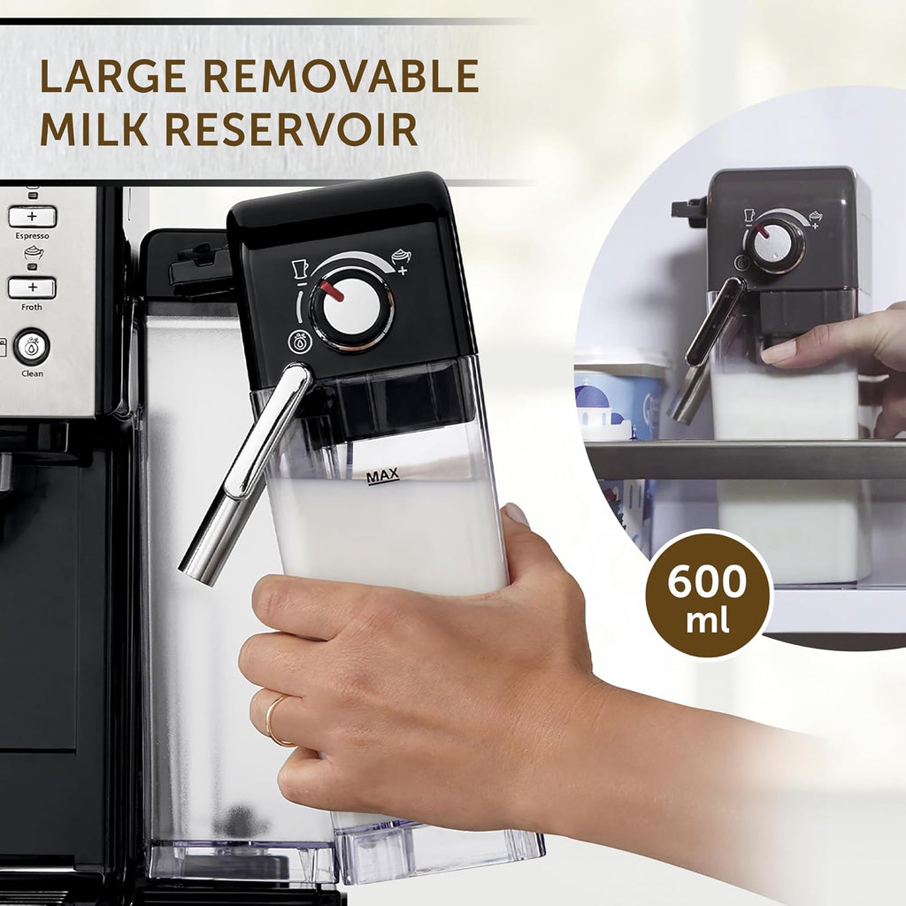 Breville One-Touch CoffeeHouse Coffee Machine | EspressoCappuccino & Latte Maker | 19 Bar Italian Pump | Automatic Milk Frother | ESE Pod Compatible | Black [VCF107]