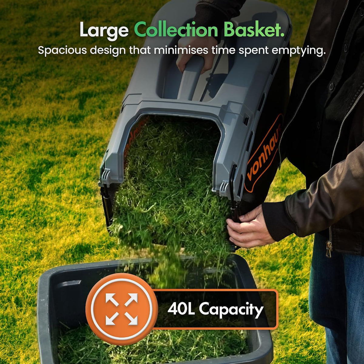 VonHaus Petrol Lawnmower 132cc – 40L Box, Self Propelled
