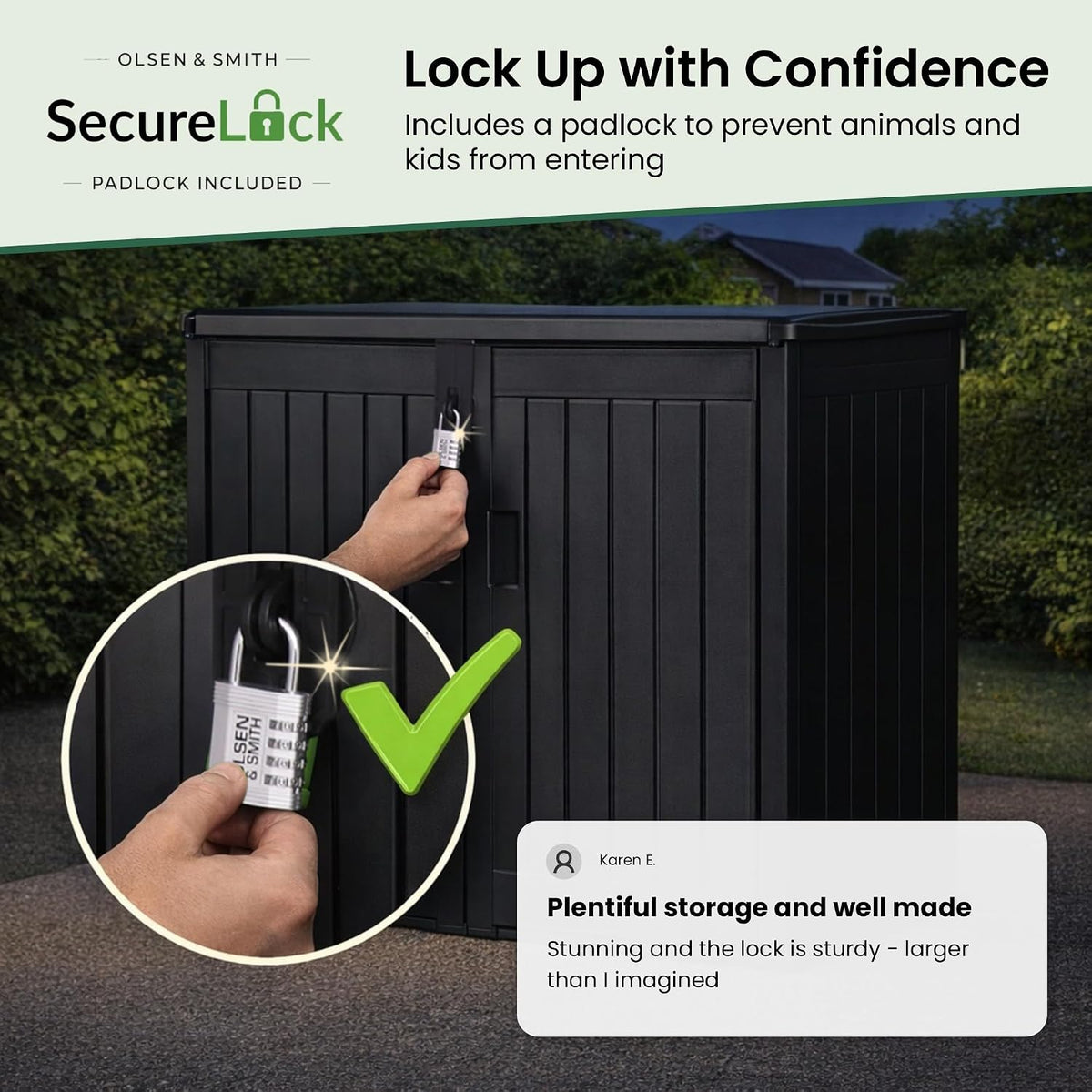 Olsen & Smith 775L Waterproof Lockable Outdoor Garden Storage Shed & Box