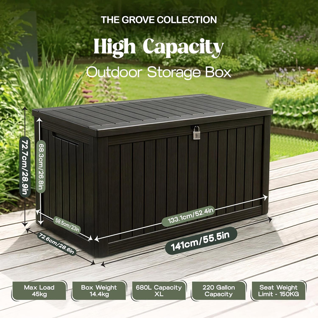 Olsen & Smith 680L Large Recycled Outdoor Garden Storage Box & Chest