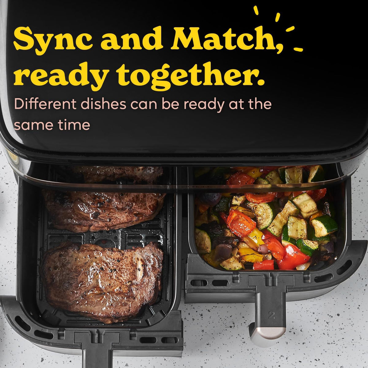 Russell Hobbs Dual Air Fryer, 9L Rapid Airfryer XXL, Dual Basket and Zone