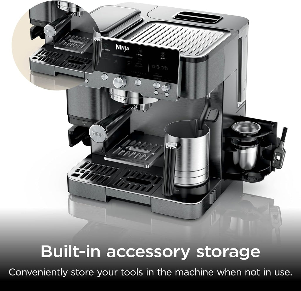Ninja Luxe Premier 3-in-1 Coffee Machine, Gunmetal ES601UKGM