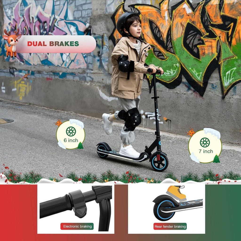RCB Electric Scooter for Kids, 150W Motor - Max 9.94mph - Colorful LED Lights - Foldable - LED Display,Kids E Scooter for Age 6-12