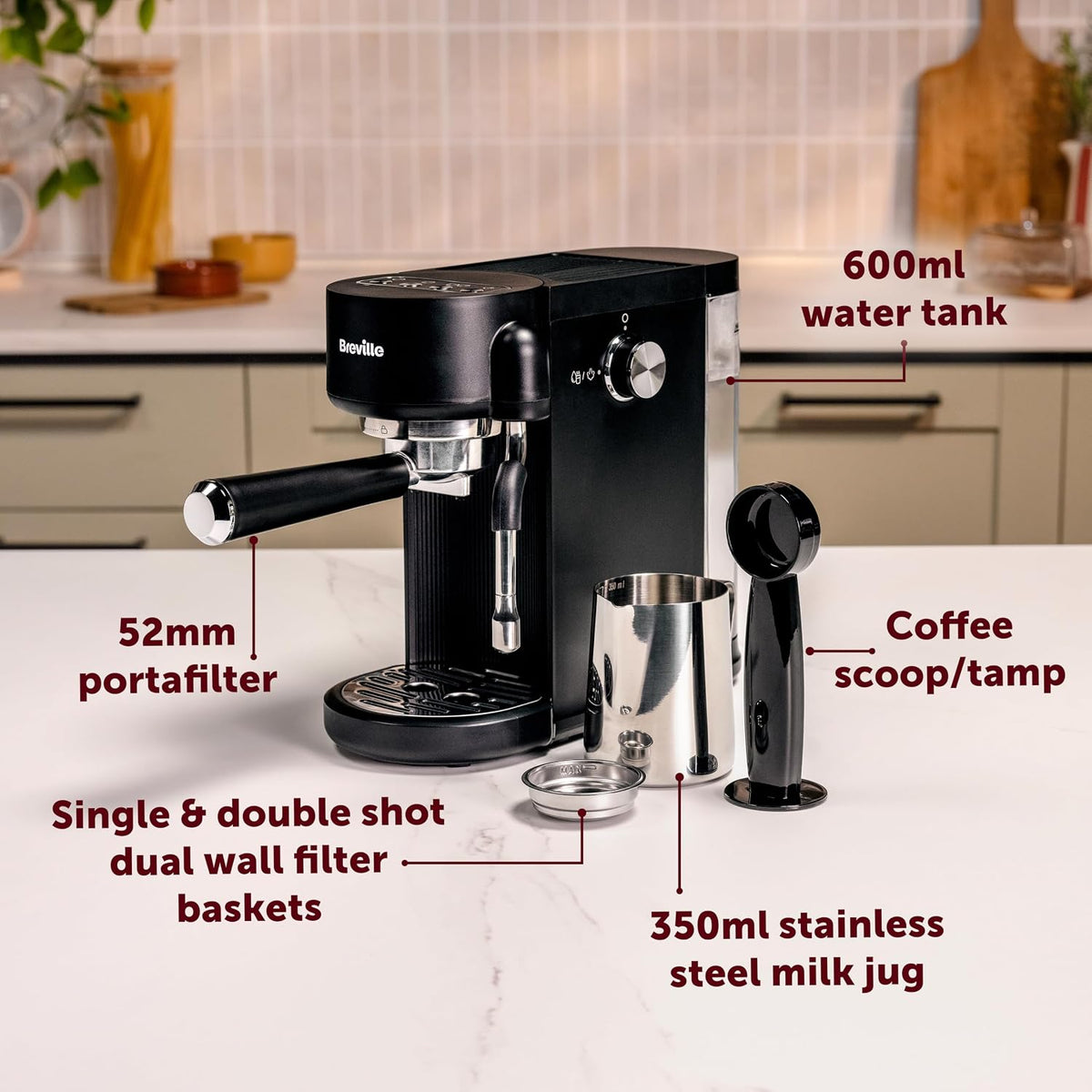 Breville Pixl Compact Espresso Maker, Black, VCF193