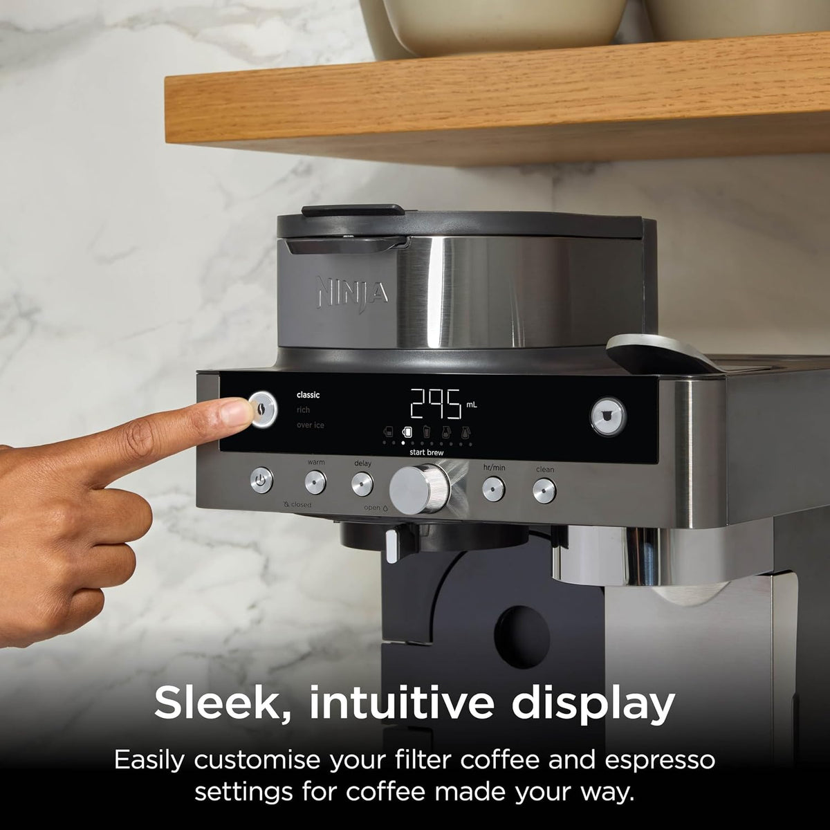 Ninja Prestige Filter Coffee & Pod Capsule Machine, Gunmetal CFN802UKGM