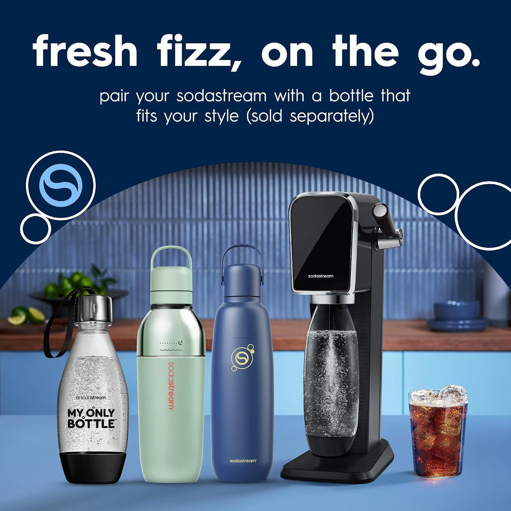 SodaStream TERRA Sparkling Water Maker, Soda Stream Machine Starter Kit with 1 CO2 Quick Connect 60L Gas Cylinder and 1 Reusable BPA Free Bottle, Make Pepsi at Home, Black