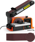 VonHaus Benchtop Belt & Disc Sander, 100mm x 915mm, with Cast Iron Base and Integrated Dust Port - Removable Table, Sanding Belt and Disc Included