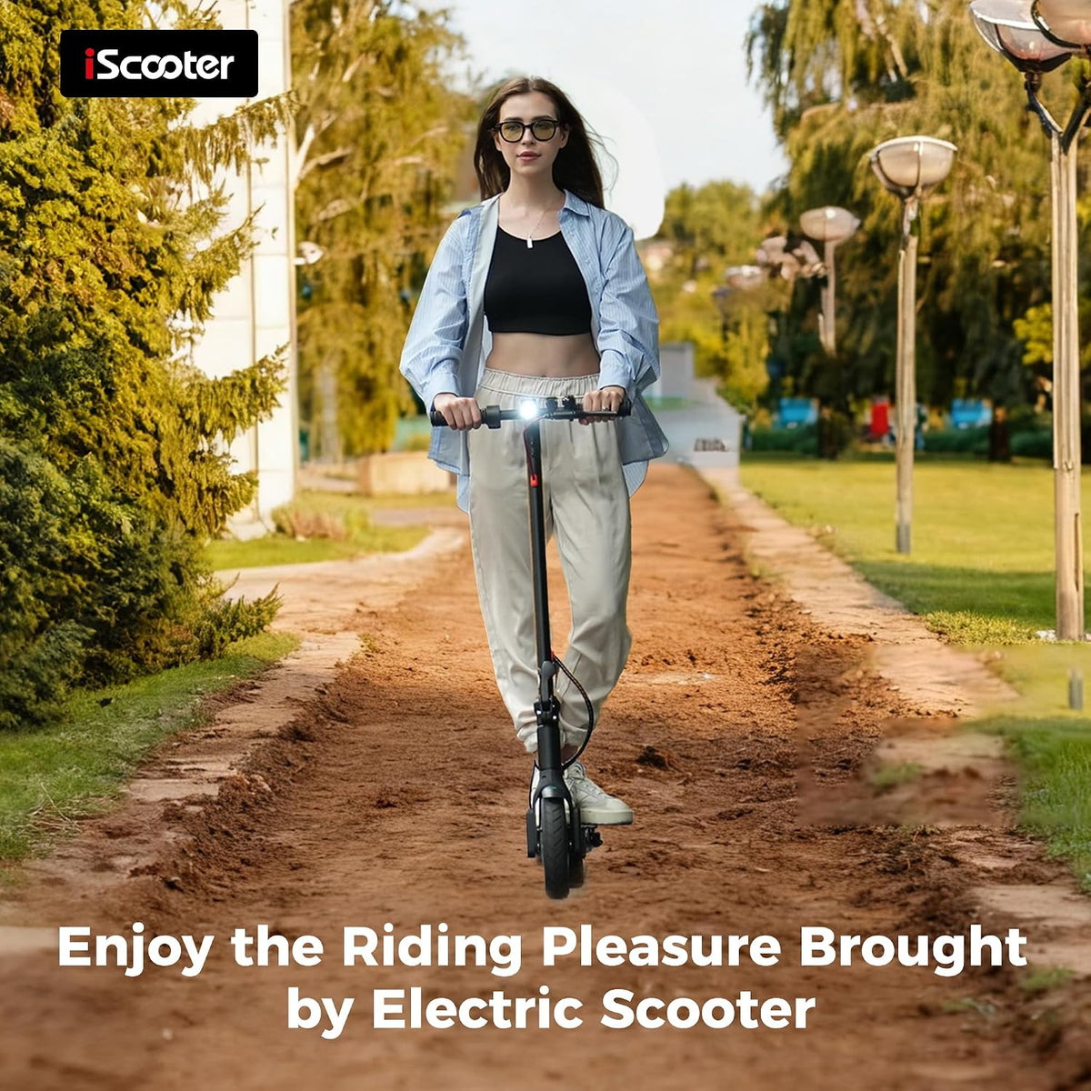 iScooter Electric Scooter, 350W Motor Electric Scooters Adult with Cuise Control, 20-30KM Range, 8.5Inch Tires, 3 Speed Mode, Double Braking System Fast E Scooter for Adults and Teens