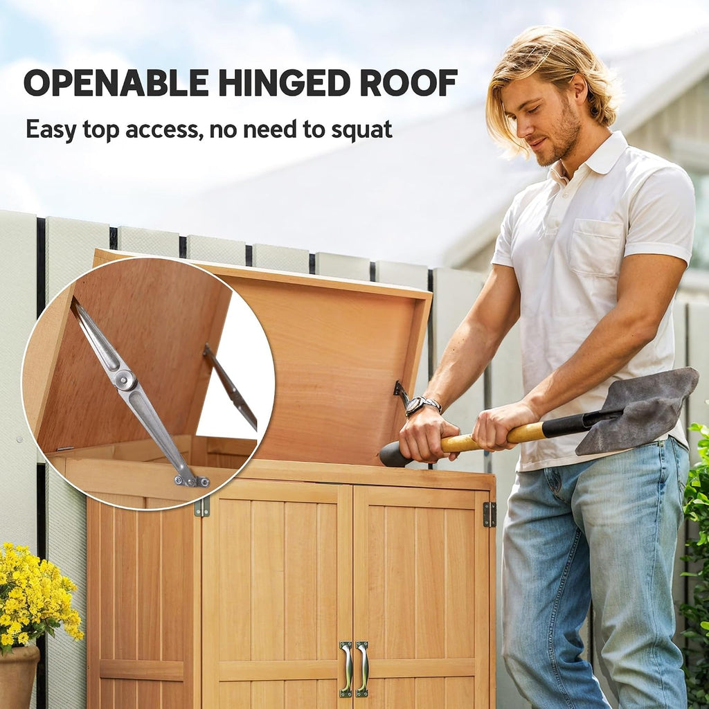 Outsunny Small Shed, Openable Roof 74 x 43 x 88 cm Natural Wood Finish