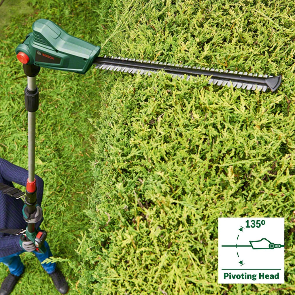 Bosch Cordless Telescopic Hedge Trimmer UniversalHedgePole 18 (1 Battery, 18 Volt System, in Carton Packaging)
