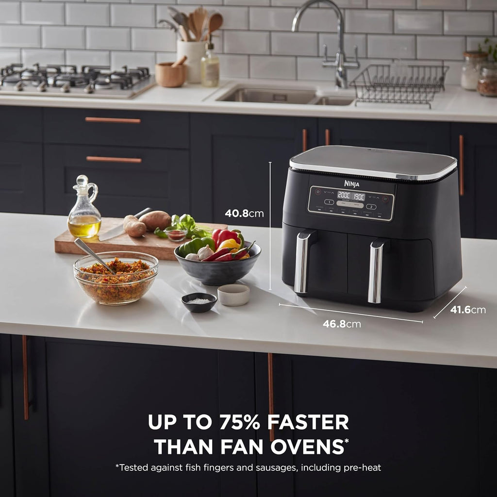 Ninja Foodi 6-in-1 Dual Zone 7.6L Air Fryer, 2 Drawers, Black AF300UK