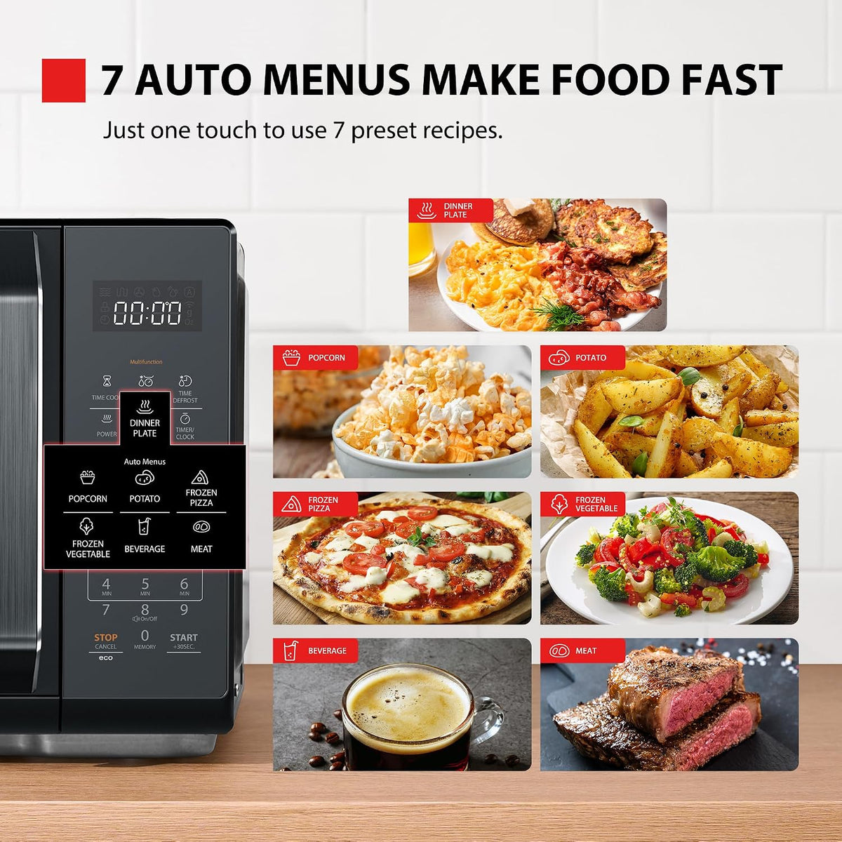Toshiba Black Mirror Microwave 900w 23L Microwave Oven with Digital Display, Solo, Auto Defrost, One-Touch Express Cook with 11 Power Levels, 7 Auto Menus, Perfect for 10'' Pizza, MW3-EM23PF(MB)