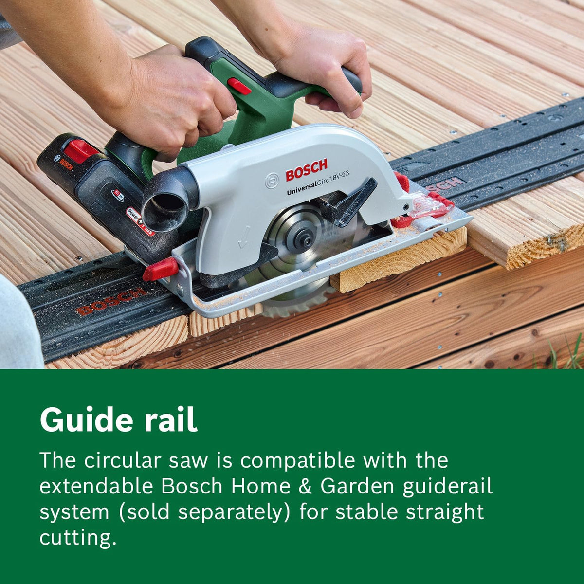 Bosch Cordless Circular Saw UniversalCirc 18V-53 (Precise Sawing in Any Wooden Material; Max. Cutting Depth 53 mm; 2-Piece Guide Rail Set; 18 Volt System; Without Battery) – Amazon Edition