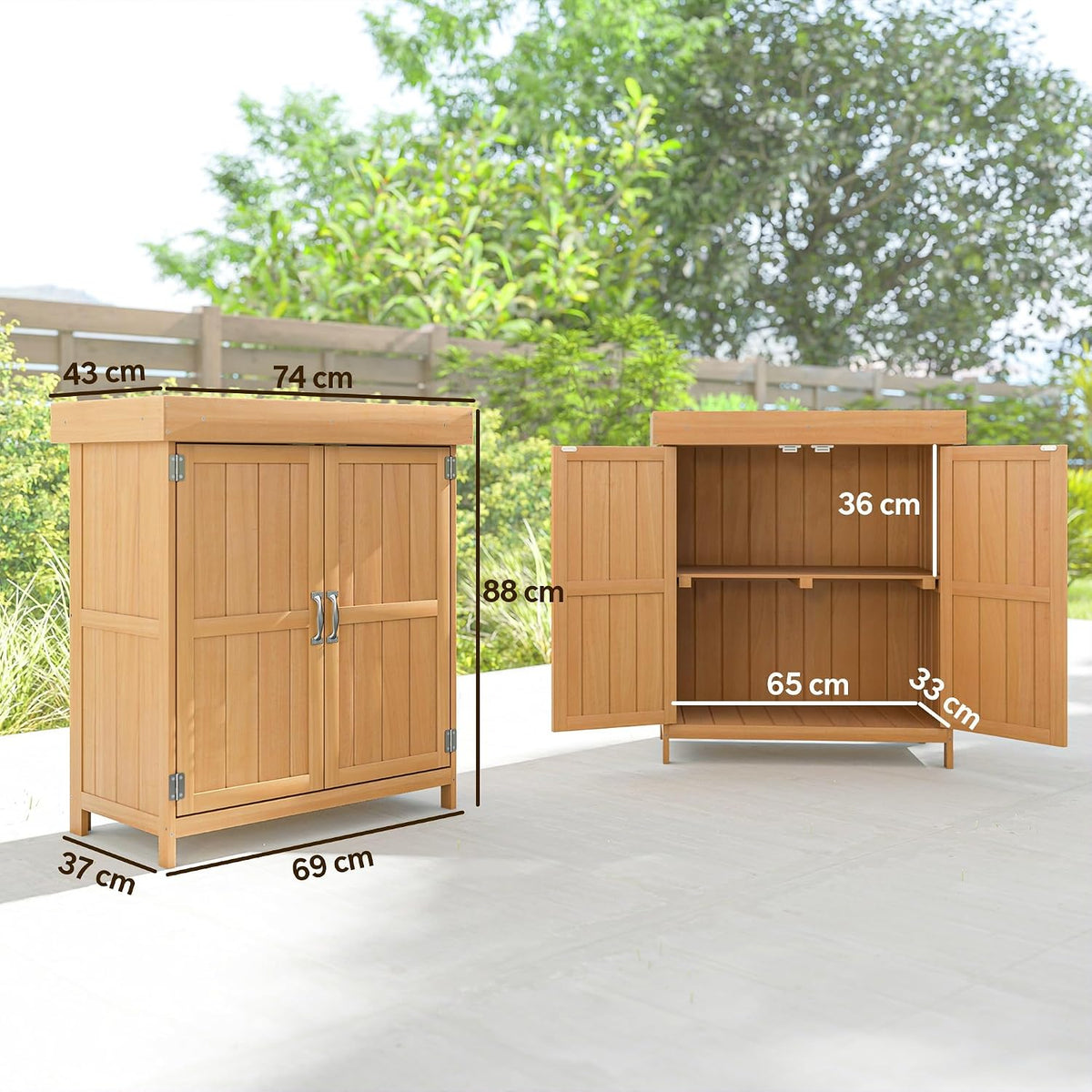 Outsunny Small Shed, Openable Roof 74 x 43 x 88 cm Natural Wood Finish